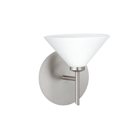 Besa Lighting Kona Mini Sconce, White, Satin Nickel Finish, 1x40W Halogen 1SW-117607-SN